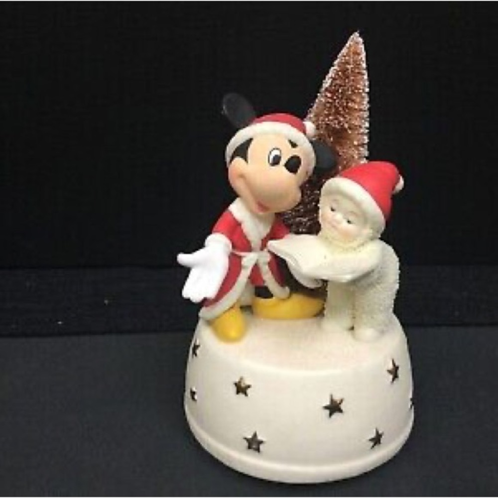 Mickey Mouse Disney Snowbabies Department 56 Carols Music Box TESTED WORKS